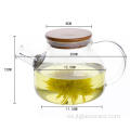 Tetera de vidrio de vidrio de borosilicato alto con infusor